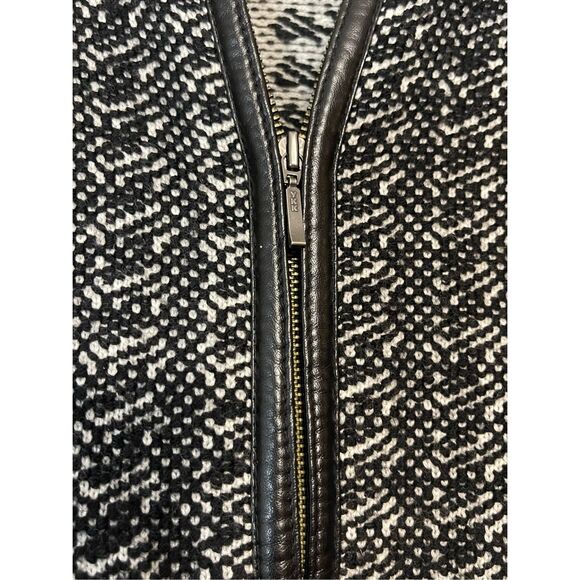 Talbots Pure Italian Merino Wool Zip Sweater Black White Petite Large - Picture 3 of 14
